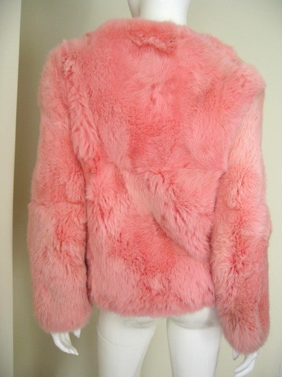 1970's Pink Goat Fur Jacket In Excellent Condition In Water Mill, NY