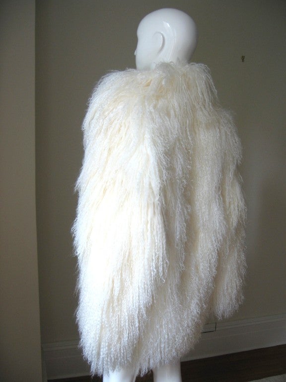 1980's Mongolian Lamb Fur Coat In New Condition In Water Mill, NY