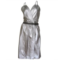 Tom Ford Gucci Silver Leather Backless Wrap Dress 4