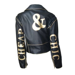 Vintage Moschino "CHEAP & CHIC" Gold Letter Leather Jacket