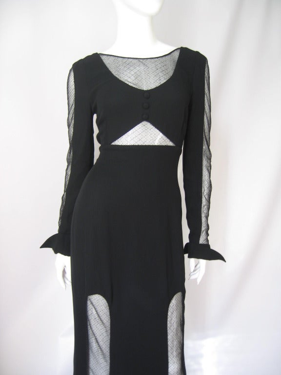 Vintage Karl Lagerfeld Dramatic Lace Cutouts Dress For Sale at 1stDibs