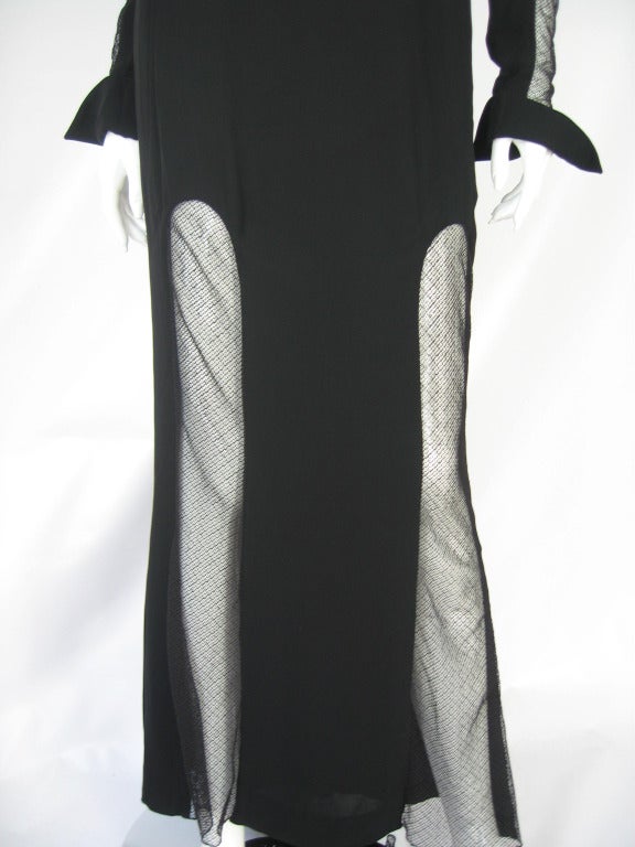 Vintage Karl Lagerfeld Dramatic Lace Cutouts Dress In New Condition In Water Mill, NY