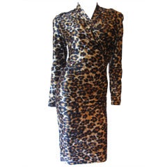 1980's Patrick Kelly Leopard Fitted Dress