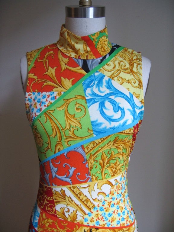 Gianni Versace Vintage Multi Print Dress at 1stDibs