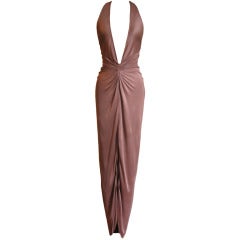 Versace Silk Plunge Halter Dress