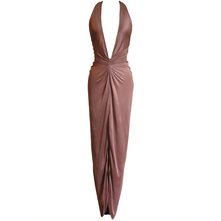 Versace Silk Plunge Halter Dress at 1stdibs