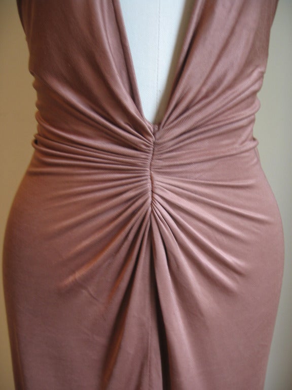 Versace Silk Plunge Halter Dress In Excellent Condition In Water Mill, NY