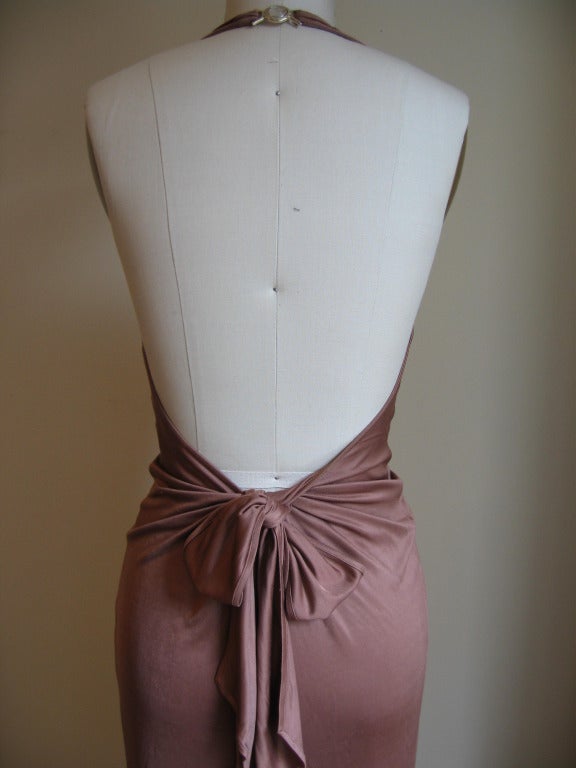 Women's Versace Silk Plunge Halter Dress