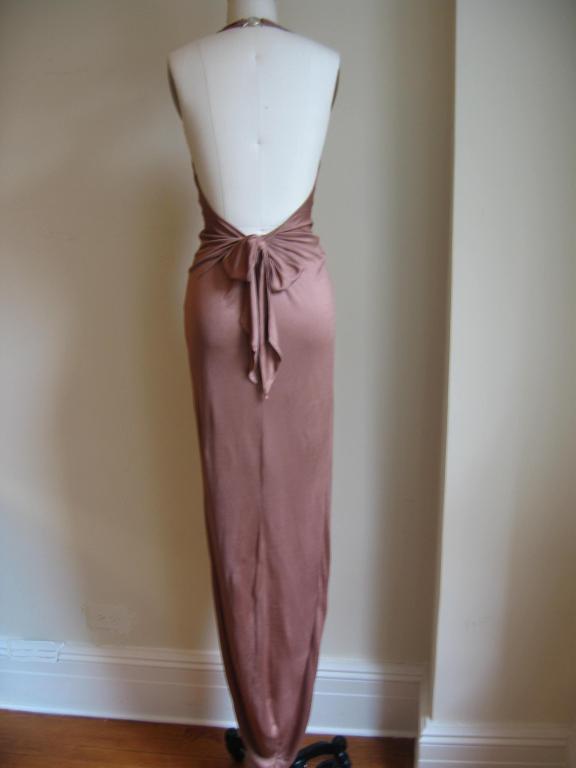 Versace Silk Plunge Halter Dress 2
