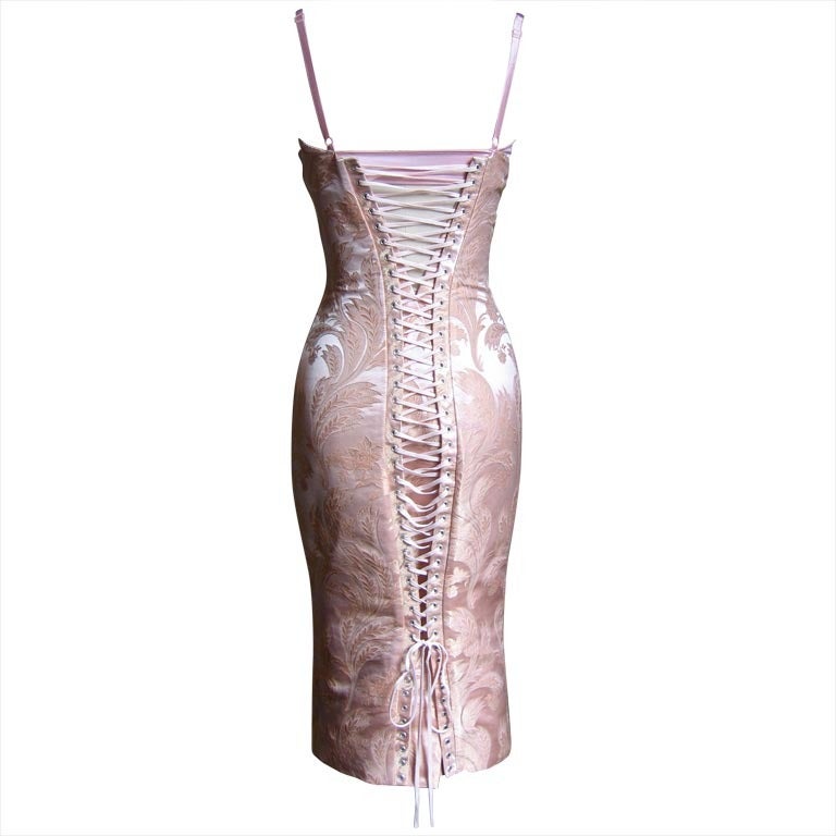 Dolce & Gabbana Silk Corset Bustier Dress w Back Lacing