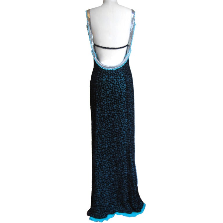 Versace Silk Velvet 
Metal Mesh Gown