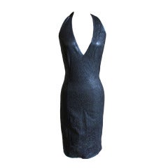 Gianni Versace Laser Cut Leather Back Staps Dress 11