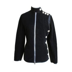Black Velvet Gaultier Jacket w Metal Ram Head Buttons