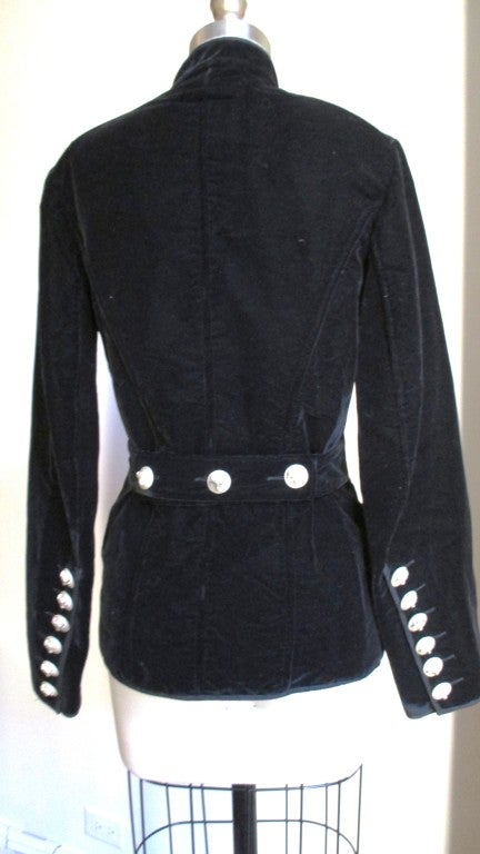 Black Velvet Gaultier Jacket w Metal Ram Head Buttons 1
