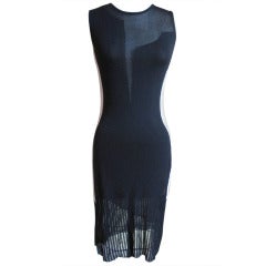 1990's Versace Knit Color Block Dress w Sheer Panels
