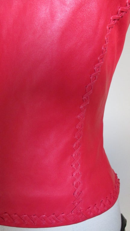 Versace Vintage Lace Up Back Leather Top at 1stdibs