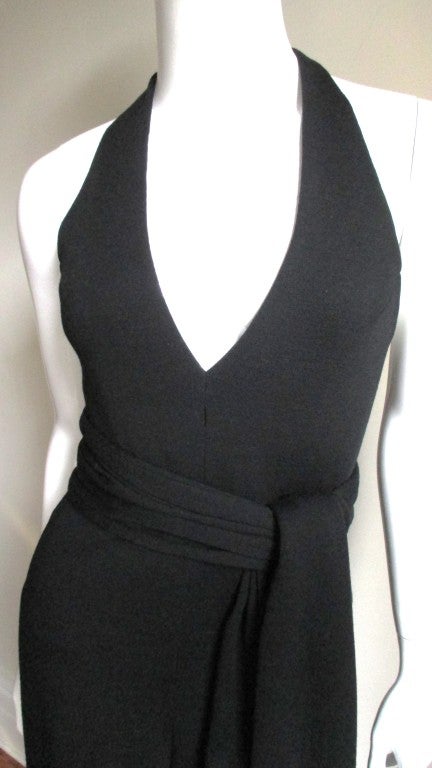 1970's Halston Halter Jumpsuit, Jacket & Wrap Belt In Excellent Condition In Water Mill, NY