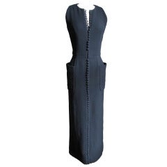 1960's Geoffrey Beene Button Wool Maxi Dress 11