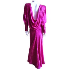 Ungaro 1980's Silk Draped Back Fishtail Gown