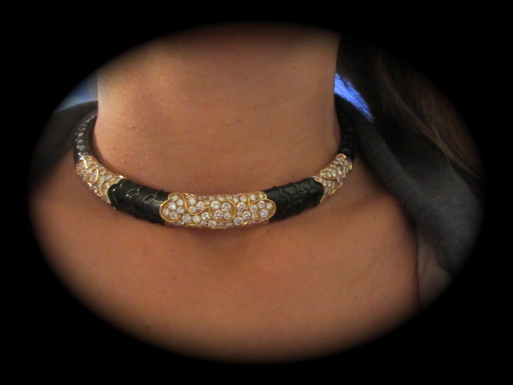 Women's Marina B. Black and Yellow Gold with Diamonds  Choker Necklace For Sale