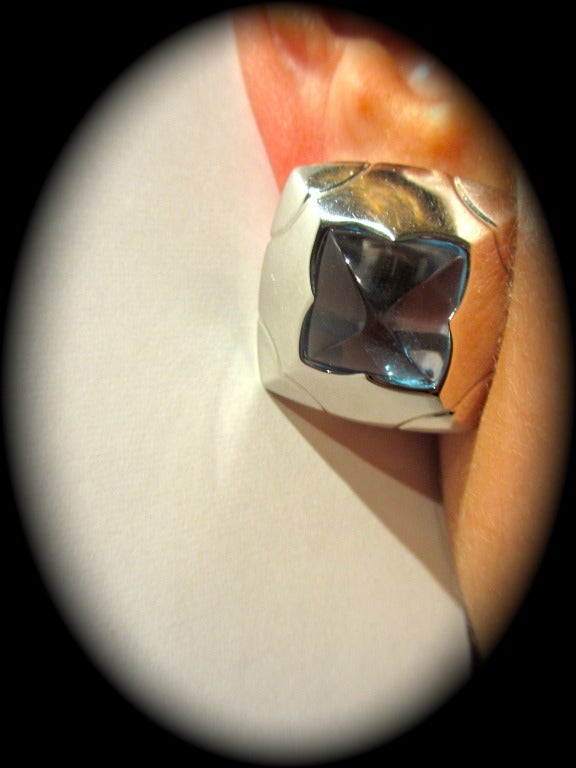 Bulgari White Gold and Blue Topaz Earrings