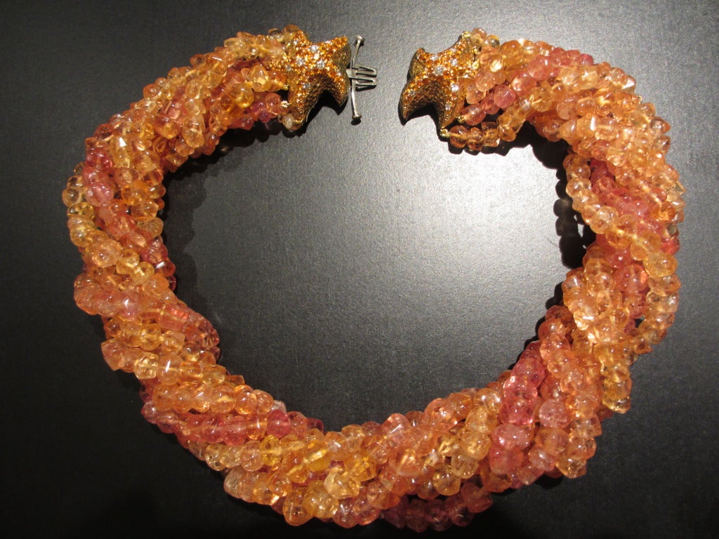 Imperial Topaz Bead Necklace with Starfish Clasp