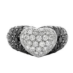 White and Black Diamond De Grisogono Heart Ring