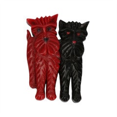 Twin Schnauzer Black and Red Terrier Brooch Pin