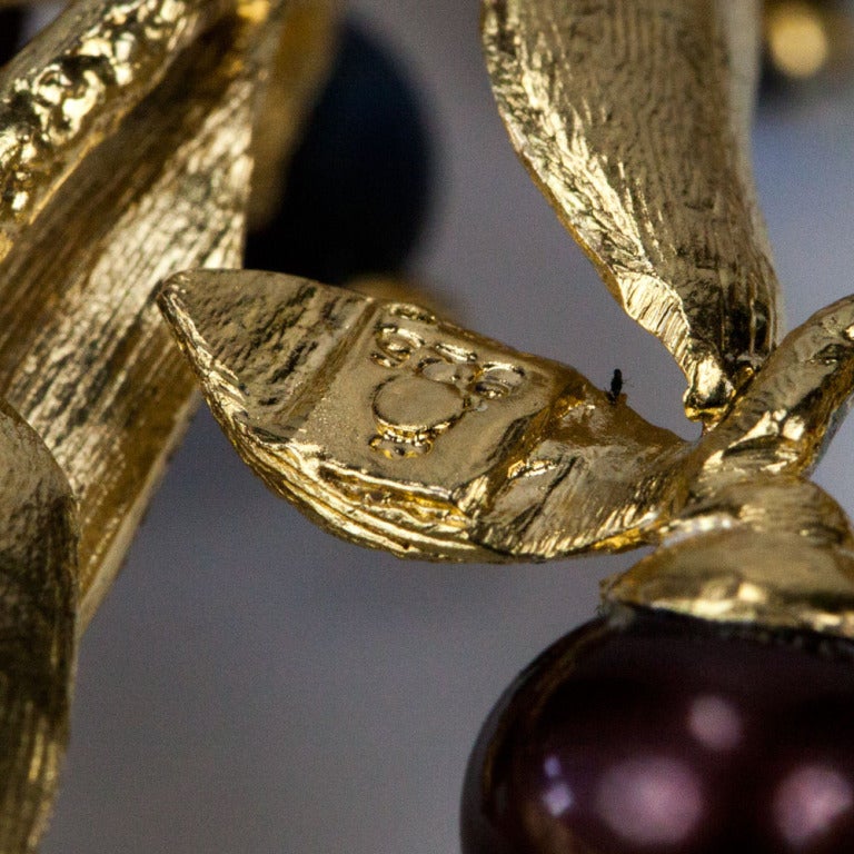 Women's Estate Vine Berry Gilt Sterling Silver Modernist Necklace Estate Fine Jewelry For Sale