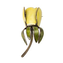 Mid Century Modern Aksel Holmsen Floral Enamel Sterling Silver Brooch Pin 7
