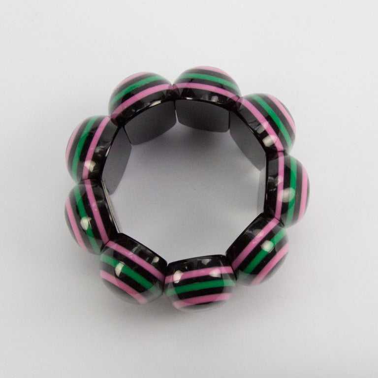 Banded Bracelet in Celluloid In Excellent Condition In Montreal, QC