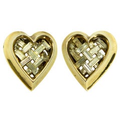 Retro Trifari signed Heart Brooch Pins C1950s