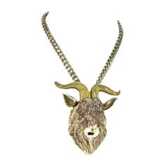 Vintage Razza Figural Animal Pendant Necklace in the Zodiac sign of the Goat C1970s