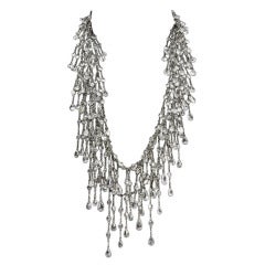 Cascade Multi Strand Swarovski Crystal Long Silver Necklace 3