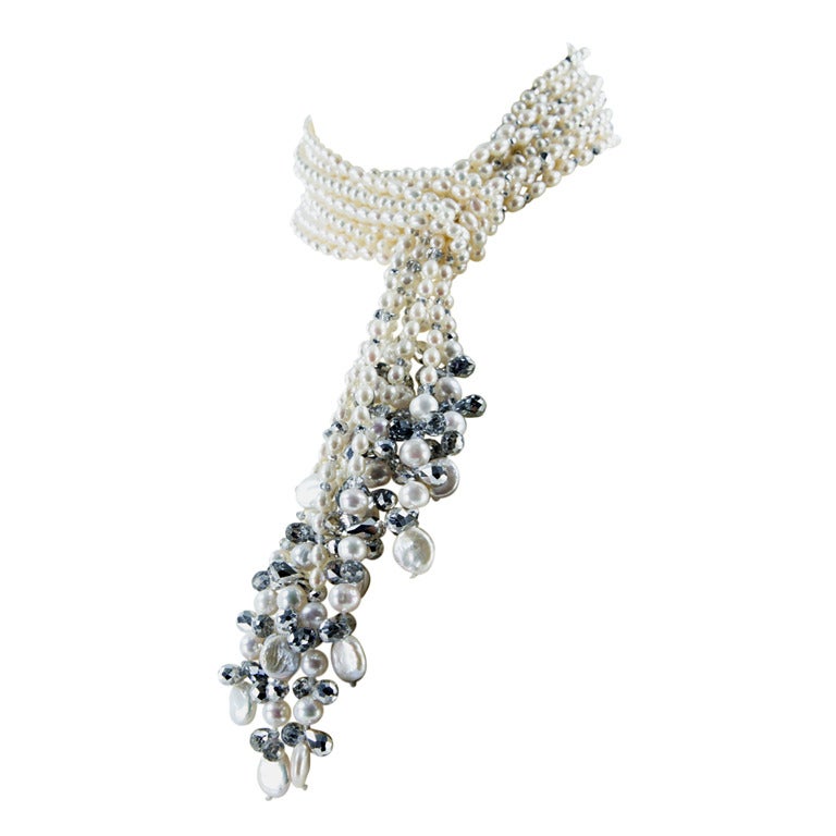 Pearls and Crystal Multi-strand Statement Necklace