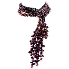 Sriking Bronze Pearls and Bronze and Clear Crystals Necklace 8