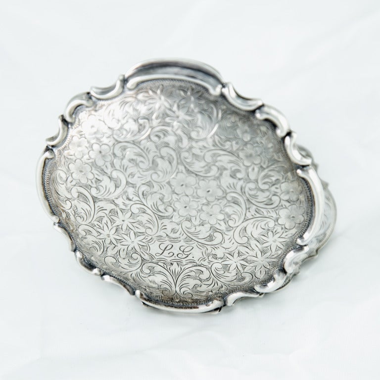 Awesome Art Deco Sterling Silver Compact Powder Box Case In Excellent Condition In Montreal, QC