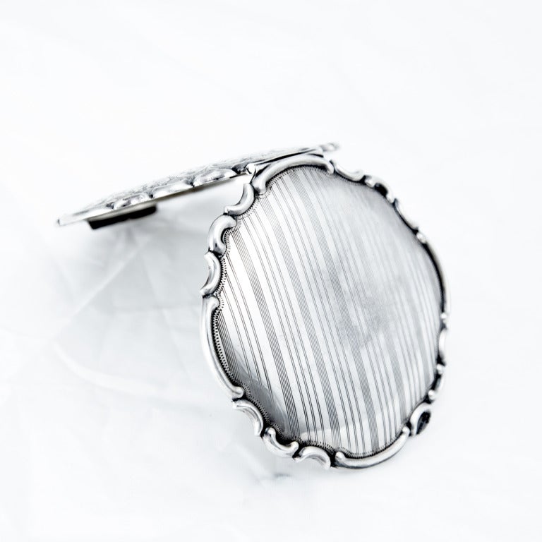 Awesome Art Deco Sterling Silver Compact Powder Box Case 1