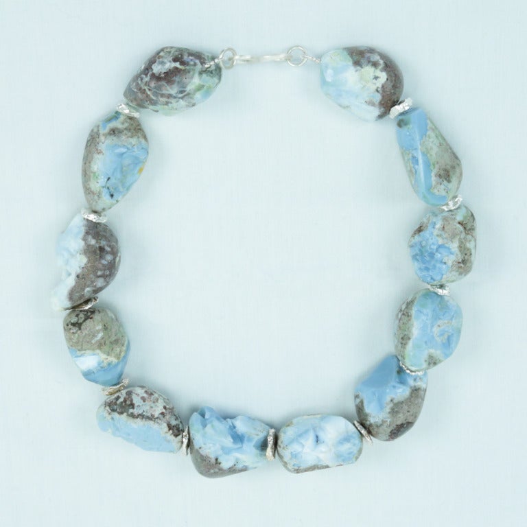 Women's Exquisite Opal Beads and Sterling Silver Necklace