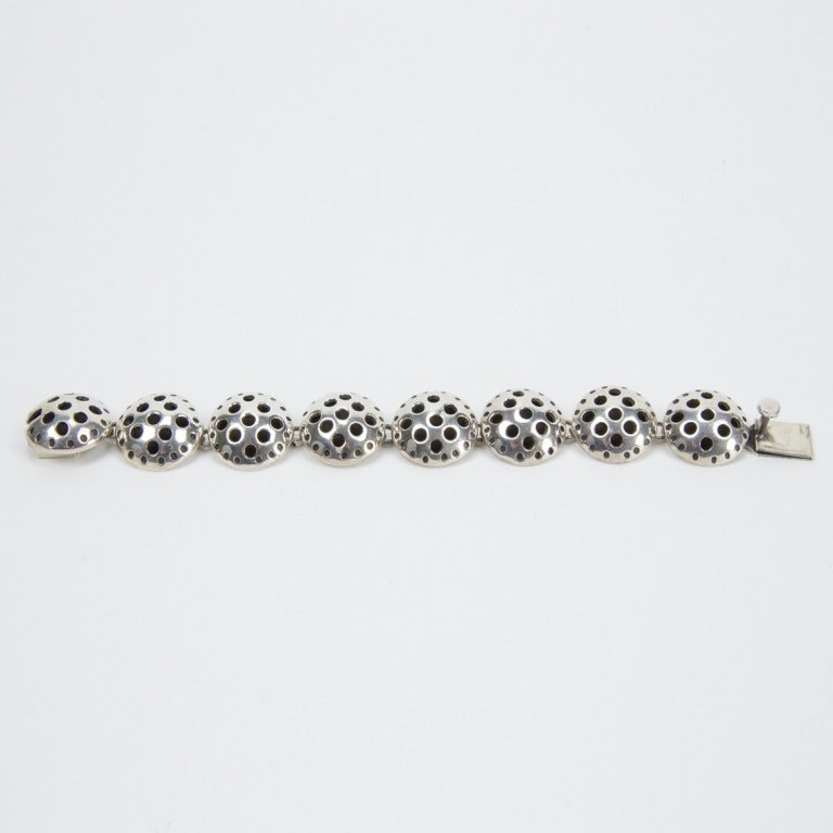 Pulsera modernista de eslabones circulares de plata de ley México Estate Fine Jewelry Modernista en venta