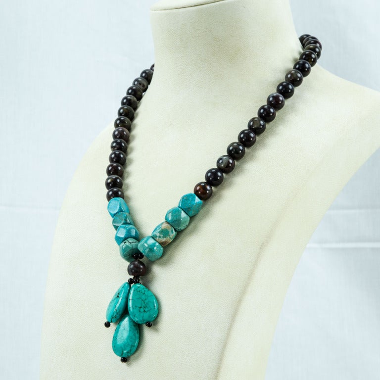 Coach House Turquoise and Jasper Runway Necklace In Excellent Condition For Sale In Montreal, QC