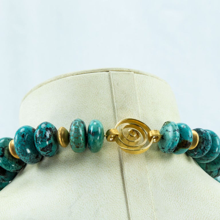 Prächtige echte türkisfarbene Sterlingsilber-Halskette (Moderne) im Angebot