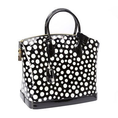 black and white polka dot purse
