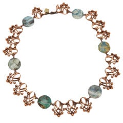 Striking Renoir Retro Copper Agate Necklace