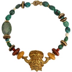 Unique Turquoise Neptune Choker Necklace Estate Find