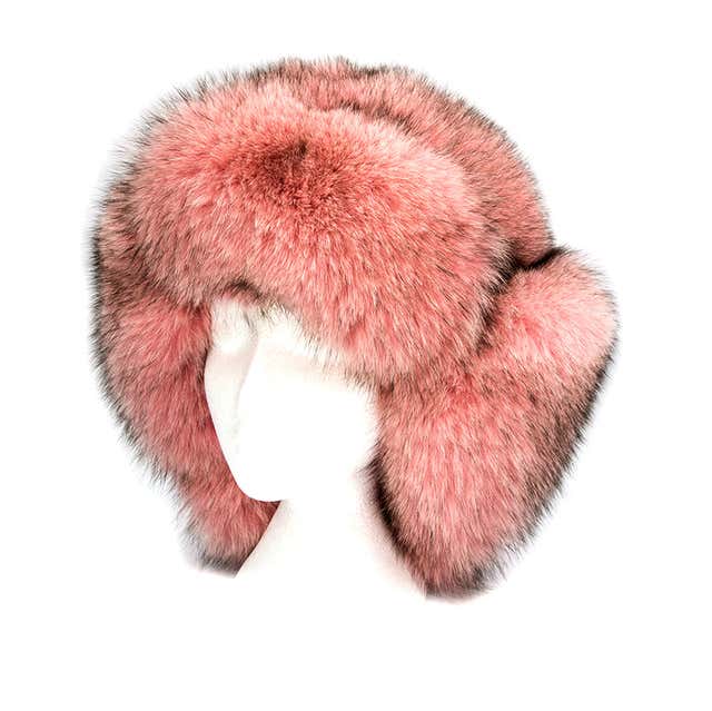 Wonderful Large Pink Fox Fur Trapper Hat at 1stDibs | large trapper hat