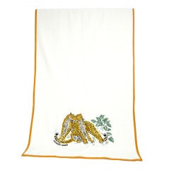 Rare HERMES Embroidered Leopard Cotton Towel Set