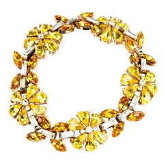 Alfred Philippe for Trifari Vintage 1940s Crystal Floral Bracelet