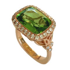 Dalben Peridot Diamond Gold Ring