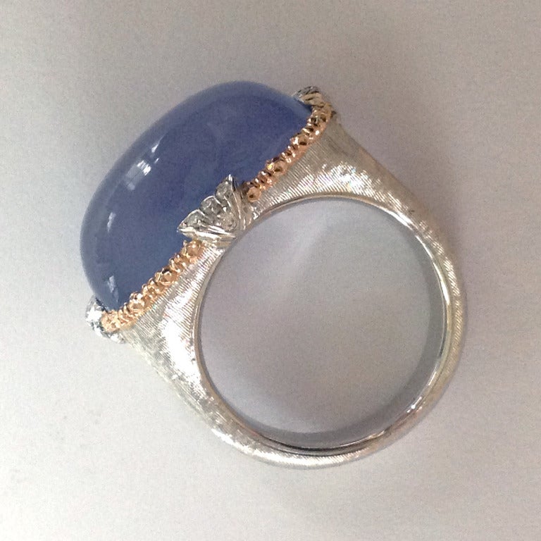 Women's Dalben Namibian Chalcedony Diamond Gold Ring